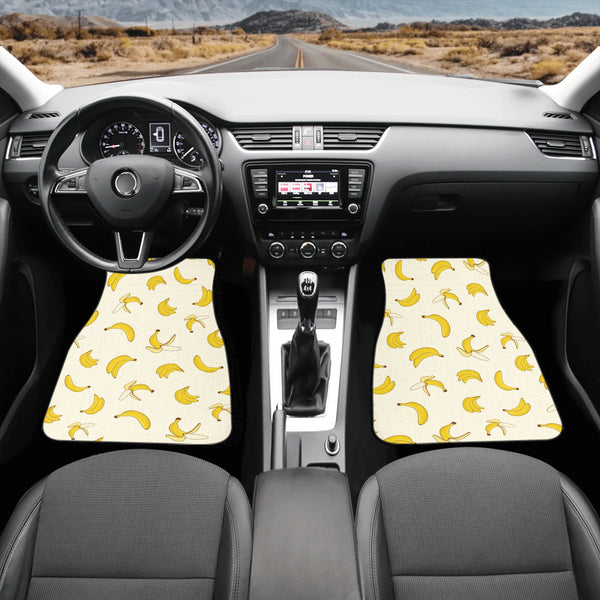 Car Floor Mats | Set of 2 | Universal size | All Weather proof | Affordable | Washable- Yellow Bananas