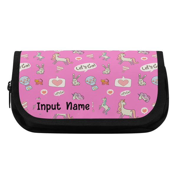 Back to School Essentials: Personalized Double Layer Pencil pouch for Kids. Whimsical Unicorn pattern