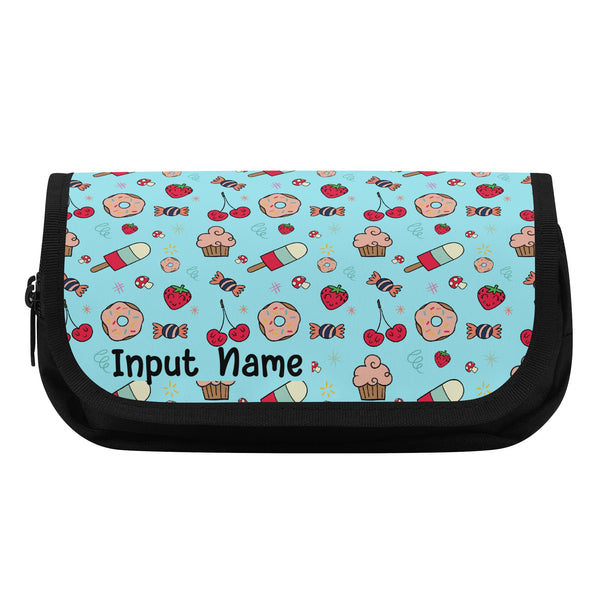 Back to School Essentials: Personalized Double Layer Pencil case for Kids. Donut Candy pattern