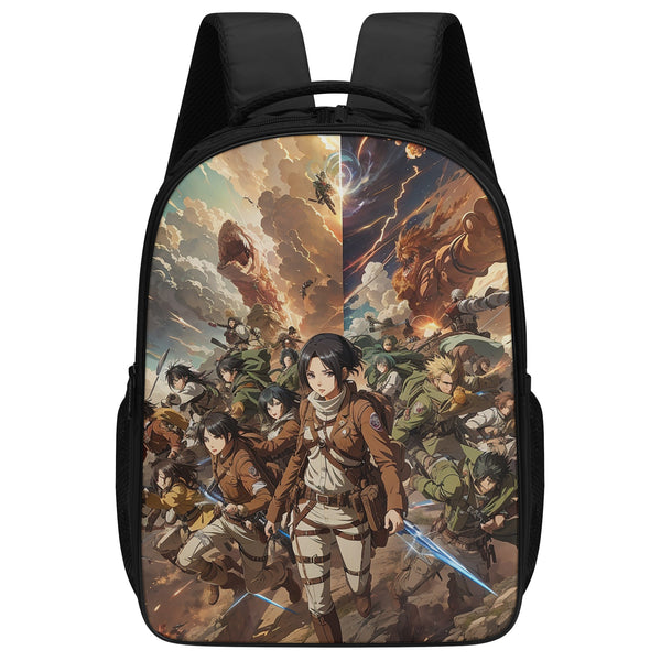 Anime book bag for teenagers of Middle school and High School -Attack Titans inspired Backpacks -16 Inch Dual Compartment
