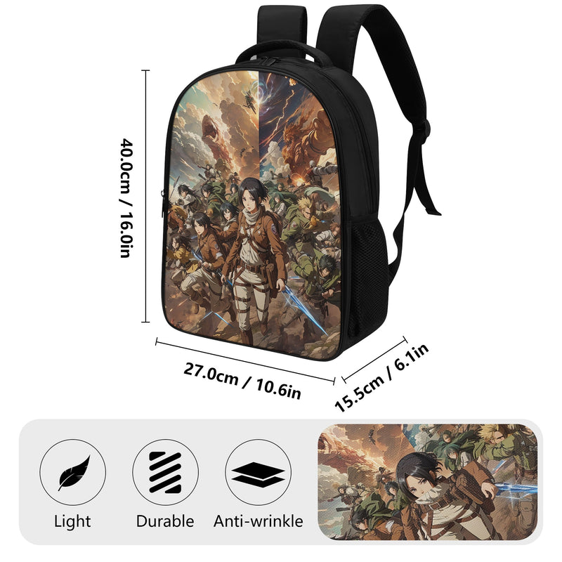 Anime book bag for teenagers of Middle school and High School -Attack Titans inspired Backpacks -16 Inch Dual Compartment