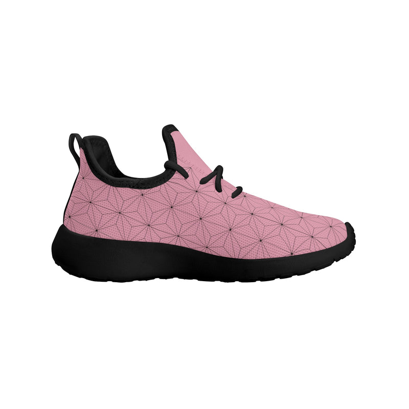 Kids Running Shoes | Mesh Knit Sneakers for kids 7-12 | Anime Slayer of Demon | Pink Brown Pattern