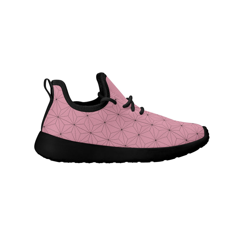 Kids Running Shoes | Mesh Knit Sneakers for kids 7-12 | Anime Slayer of Demon | Pink Brown Pattern