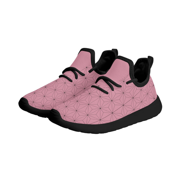 Kids Running Shoes | Mesh Knit Sneakers for kids 7-12 | Anime Slayer of Demon | Pink Brown Pattern