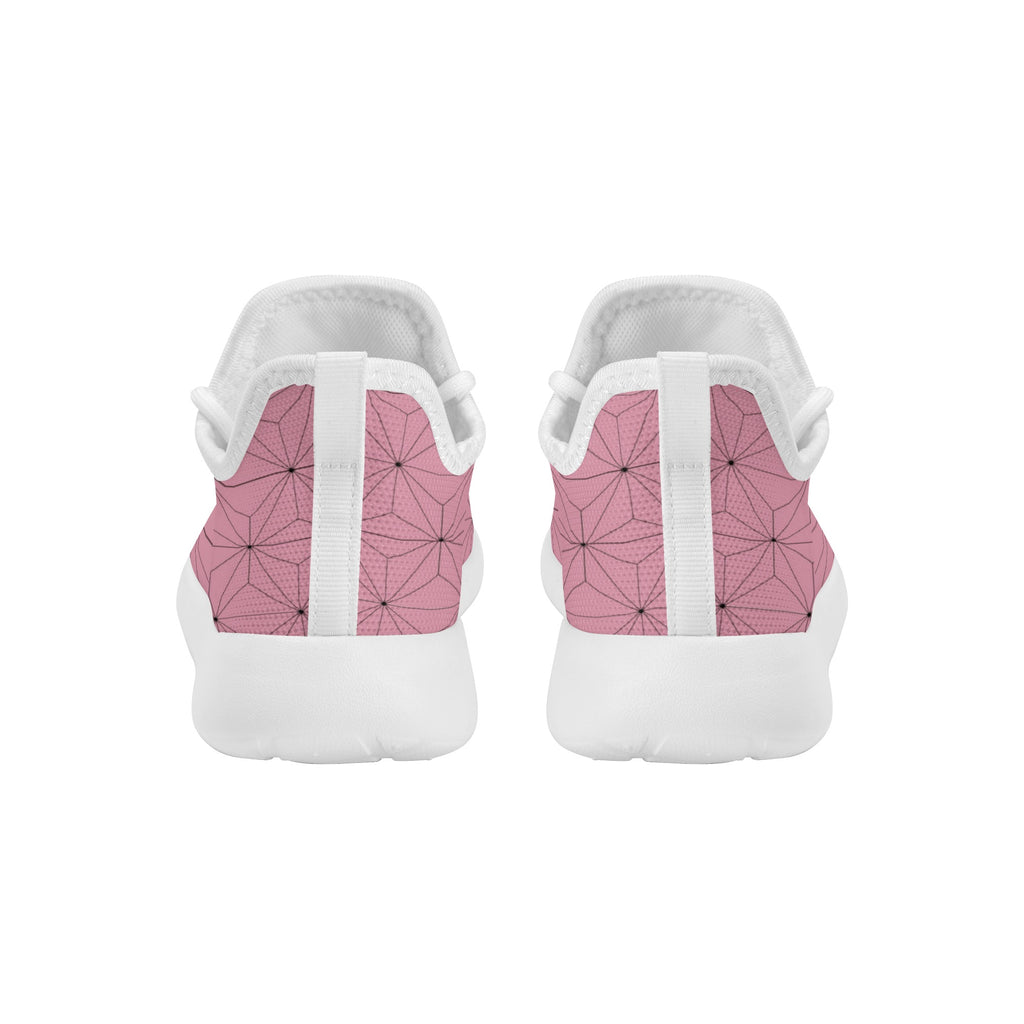 Kids Running Shoes | Mesh Knit Sneakers for kids 7-12 | Anime Slayer of Demon | Pink Brown Pattern