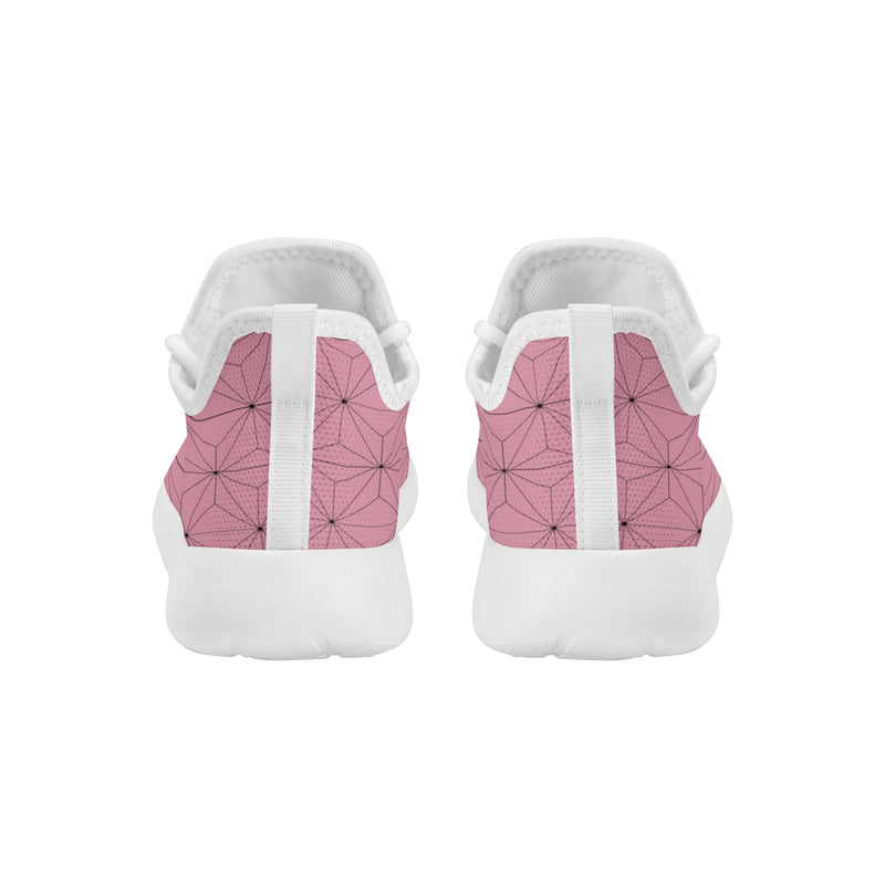 Kids Running Shoes | Mesh Knit Sneakers for kids 7-12 | Anime Slayer of Demon | Pink Brown Pattern