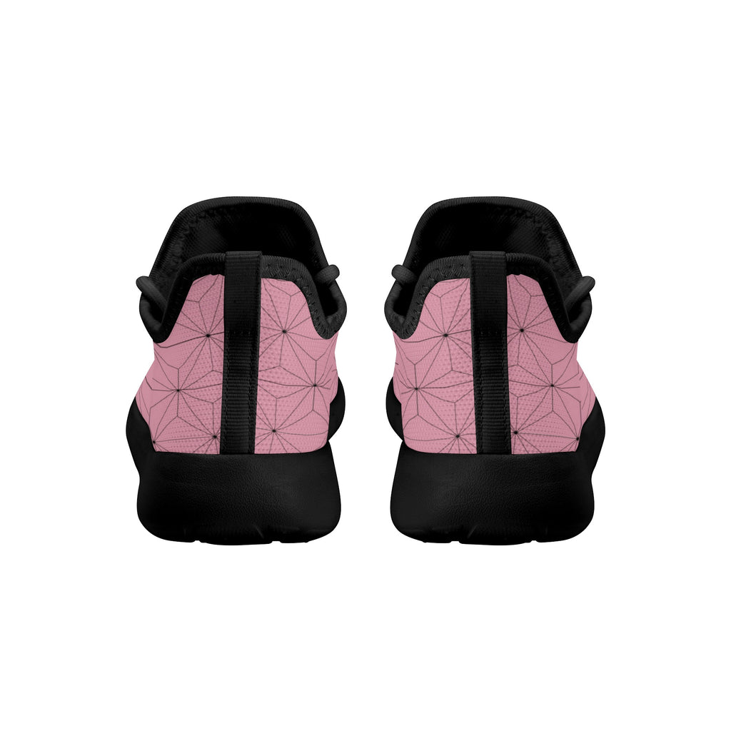 Kids Running Shoes | Mesh Knit Sneakers for kids 7-12 | Anime Slayer of Demon | Pink Brown Pattern