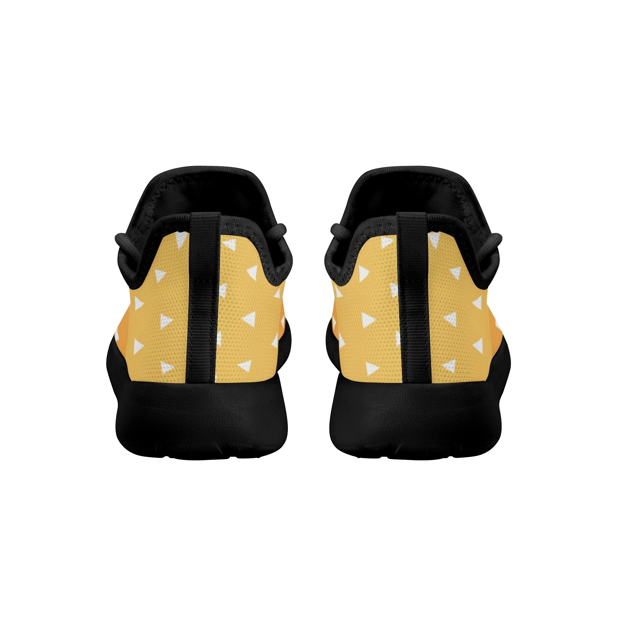 Kids Running Shoes | Mesh Knit Sneakers for kids 7-12 | Anime Slayer of Demon | Orange Yellow Triangles