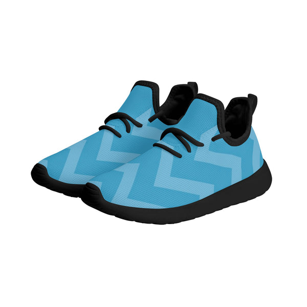 Kids Running Shoes | Mesh Knit Sneakers for kids 7-12 | Anime Slayer of Demon | Blue Zigzag Pattern