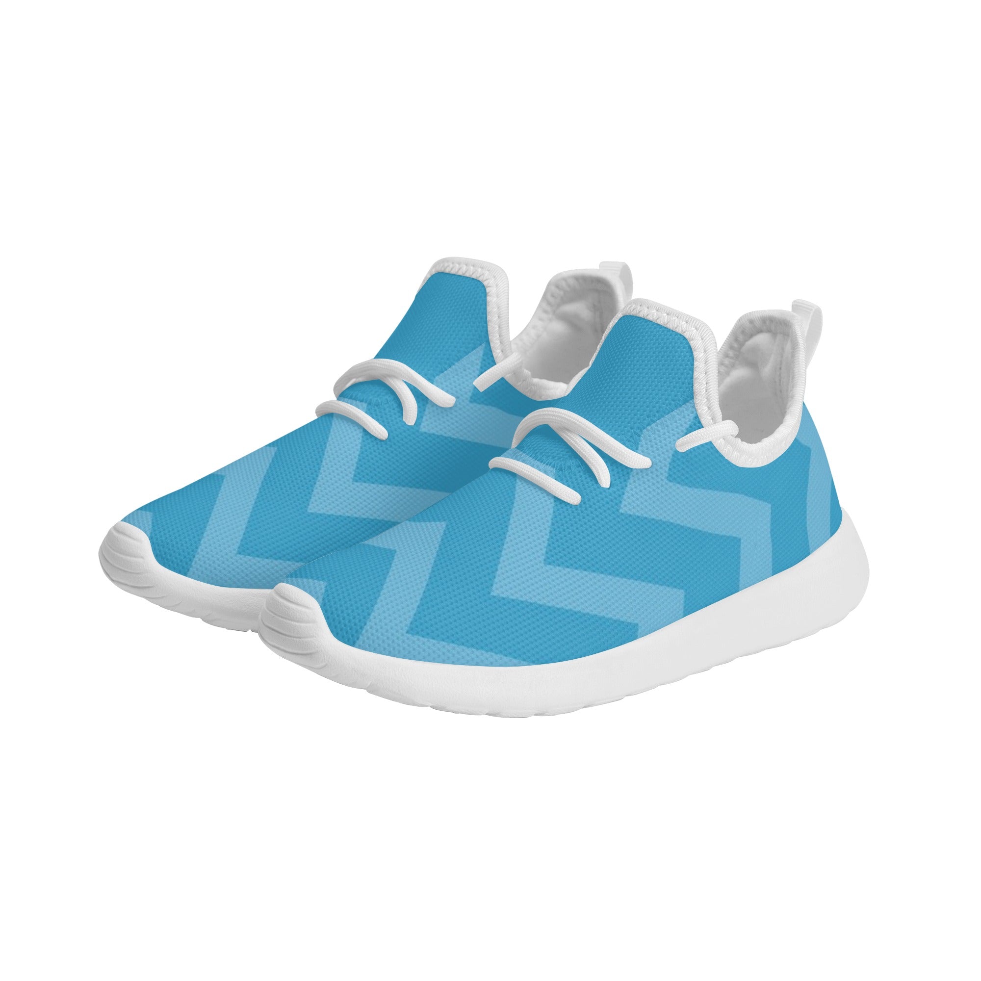 Kids Running Shoes | Mesh Knit Sneakers for kids 7-12 | Anime Slayer of Demon | Blue Zigzag Pattern