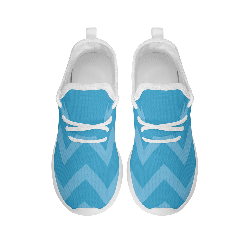 Kids Running Shoes | Mesh Knit Sneakers for kids 7-12 | Anime Slayer of Demon | Blue Zigzag Pattern