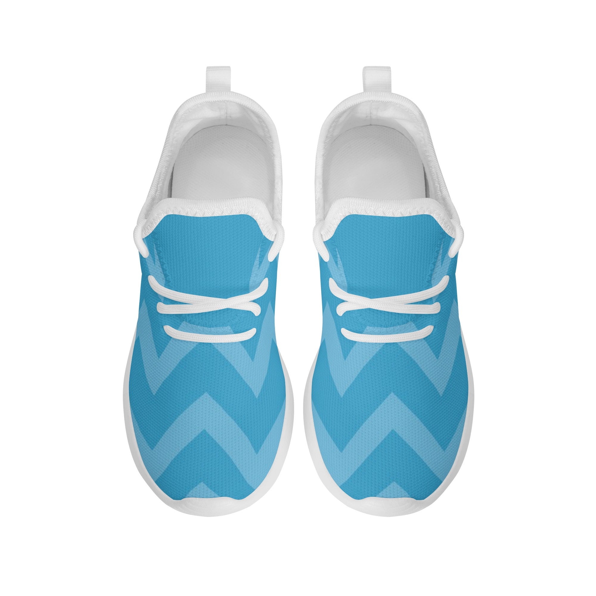 Kids Running Shoes | Mesh Knit Sneakers for kids 7-12 | Anime Slayer of Demon | Blue Zigzag Pattern