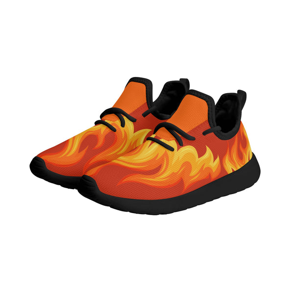 Kids Running Shoes | Mesh Knit Sneakers for kids 7-12 | Anime Slayer of Demon | Red Yellow Flames