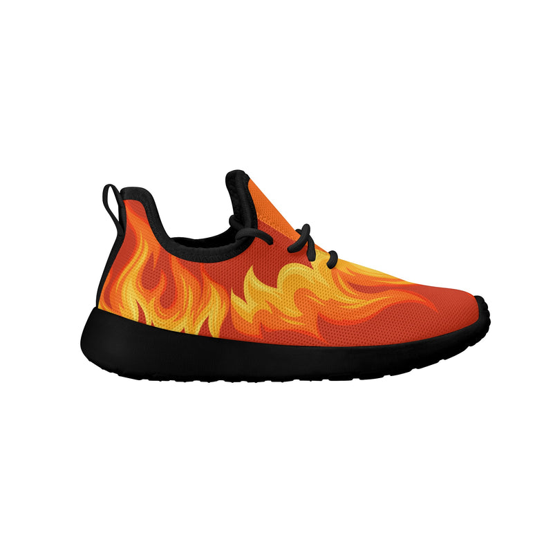 Kids Running Shoes | Mesh Knit Sneakers for kids 7-12 | Anime Slayer of Demon | Red Yellow Flames