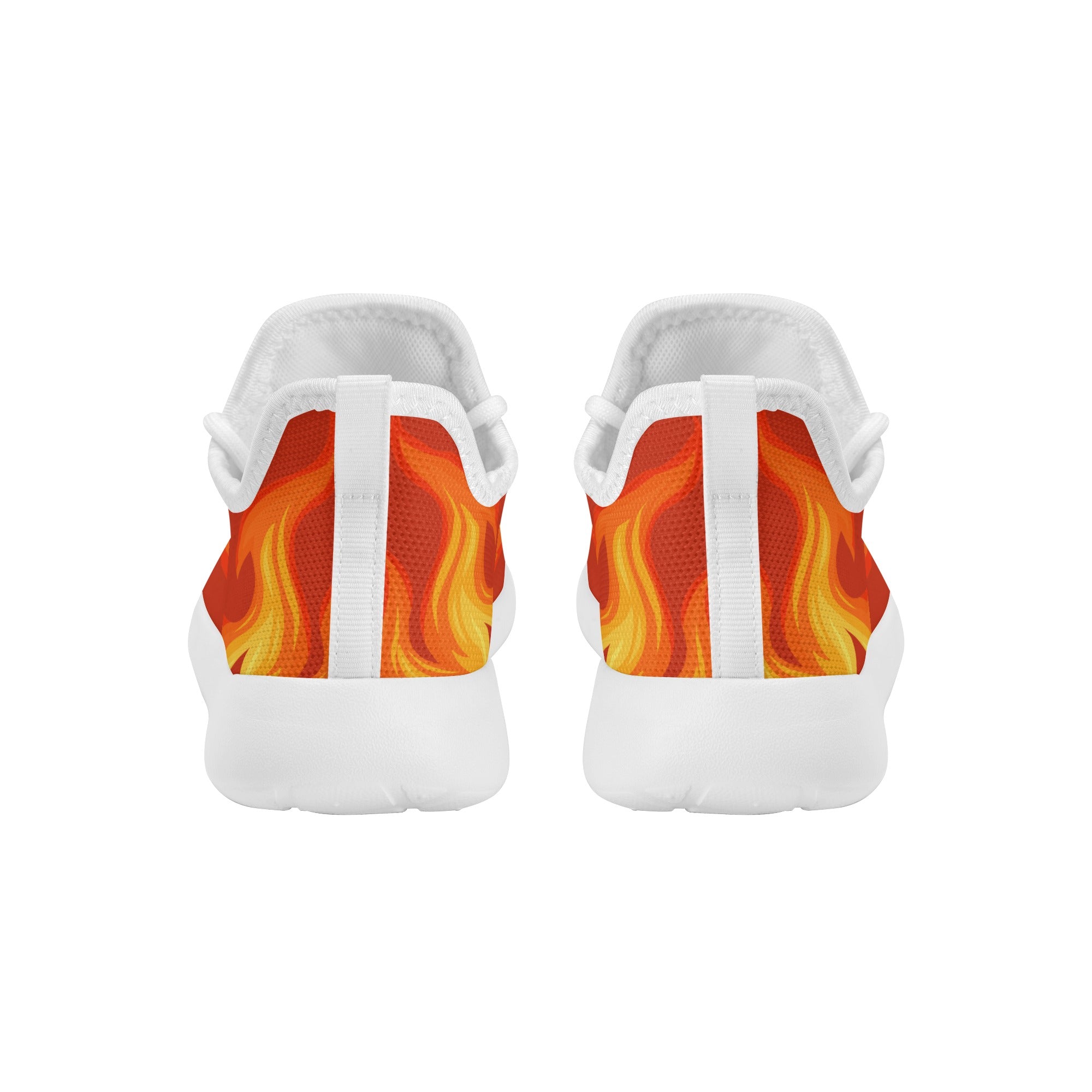 Kids Running Shoes | Mesh Knit Sneakers for kids 7-12 | Anime Slayer of Demon | Red Yellow Flames