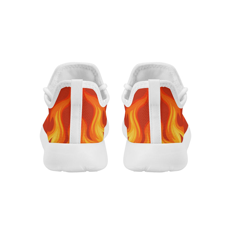 Kids Running Shoes | Mesh Knit Sneakers for kids 7-12 | Anime Slayer of Demon | Red Yellow Flames