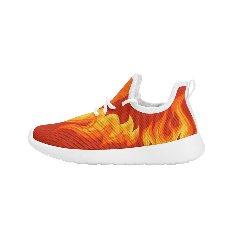 Kids Running Shoes | Mesh Knit Sneakers for kids 7-12 | Anime Slayer of Demon | Red Yellow Flames