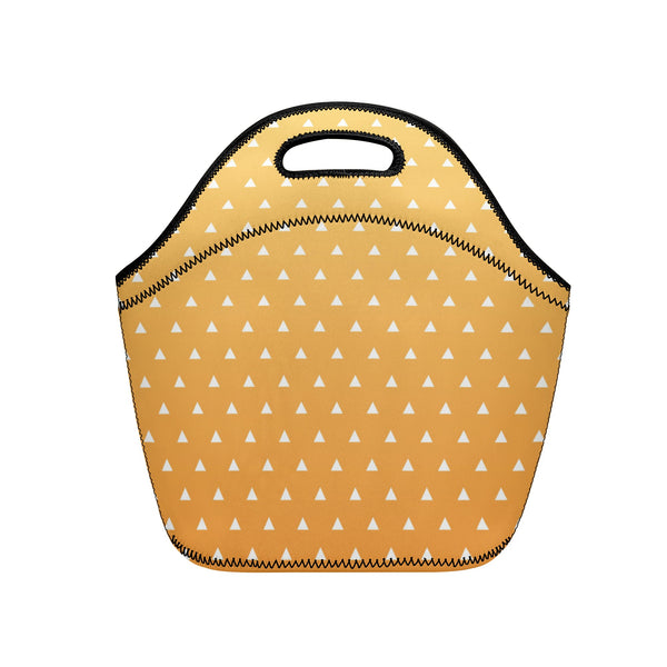 Neoprene lunch bag | Back to School Supplies | Thermal Insulated Lunch Bag | Anime Inspired Yellow Orange Triangles