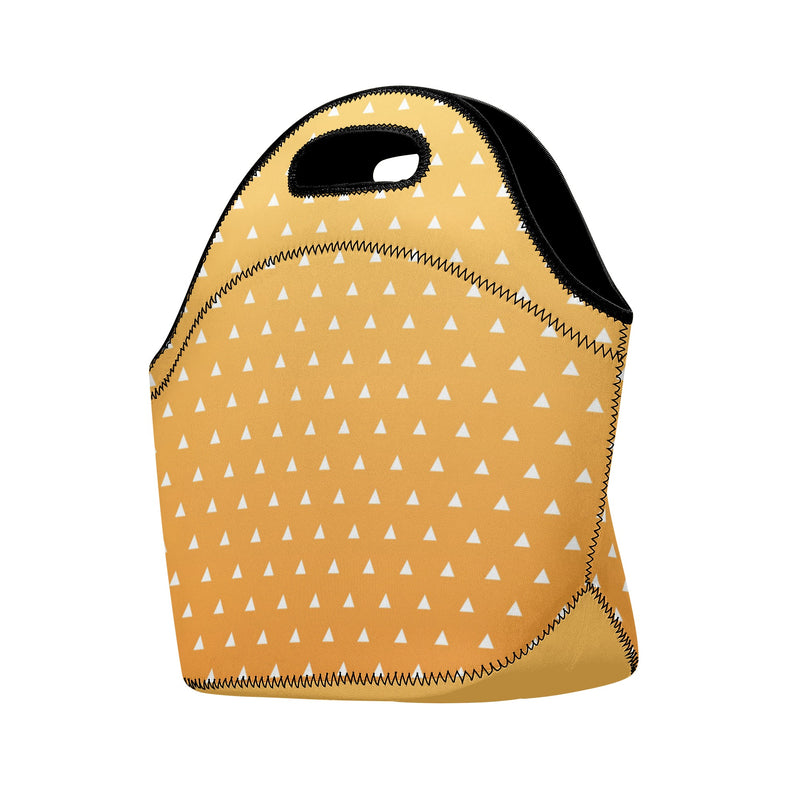 Neoprene lunch bag | Back to School Supplies | Thermal Insulated Lunch Bag | Anime Inspired Yellow Orange Triangles