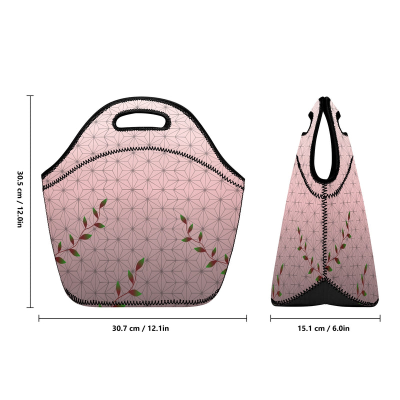 Neoprene lunch bag | Back to School Supplies | Thermal Insulated Lunch Bag | Anime Inspired Pink & Black Pattern