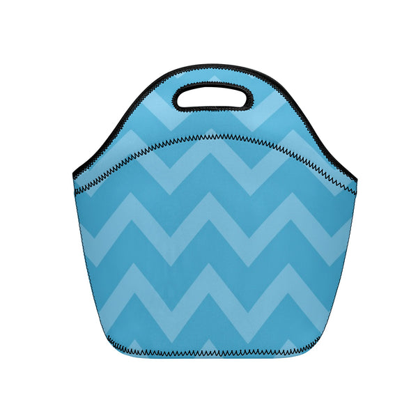 Neoprene lunch bag | Back to School Supplies | Thermal Insulated Lunch Bag | Anime Inspired Blue Zigzag