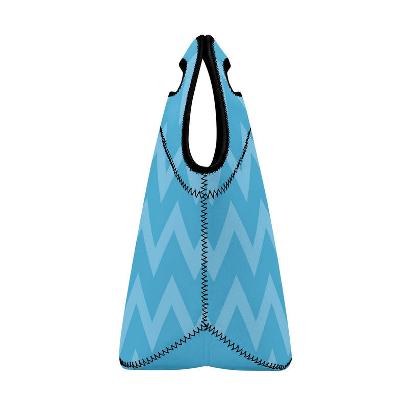 Neoprene lunch bag | Back to School Supplies | Thermal Insulated Lunch Bag | Anime Inspired Blue Zigzag