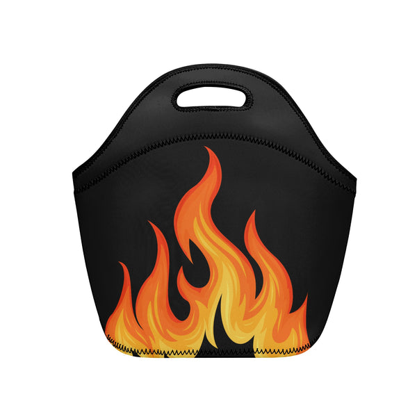 Neoprene lunch bag | Back to School Supplies | Thermal Insulated Lunch Bag | Anime Inspired Orange Flames