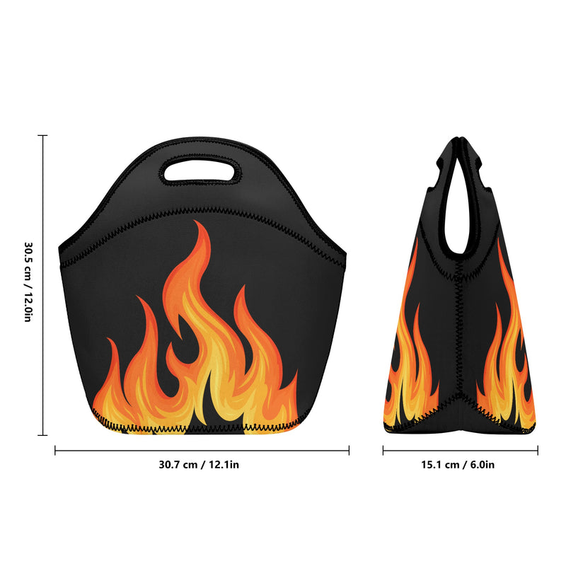 Neoprene lunch bag | Back to School Supplies | Thermal Insulated Lunch Bag | Anime Inspired Orange Flames