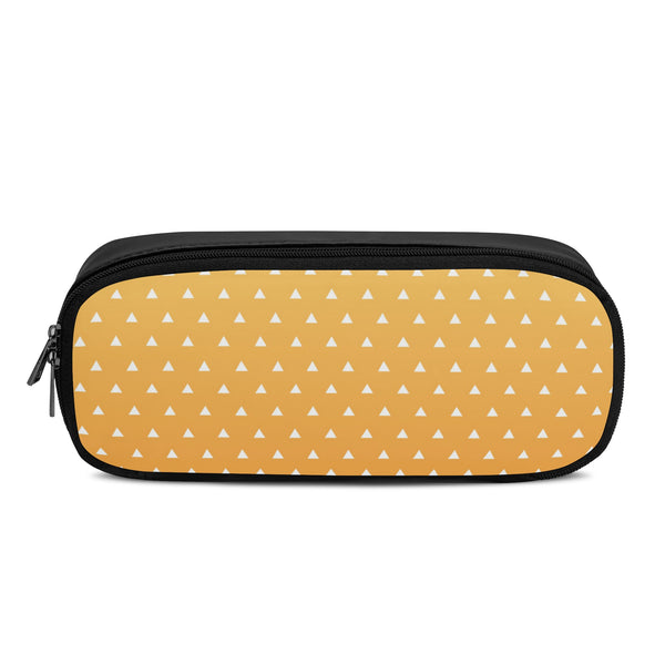 Back to School Supplies-Cool PU Leather Pencil Case for Tweens & Teens. Anime inspired Yellow & Orange Pencil Case