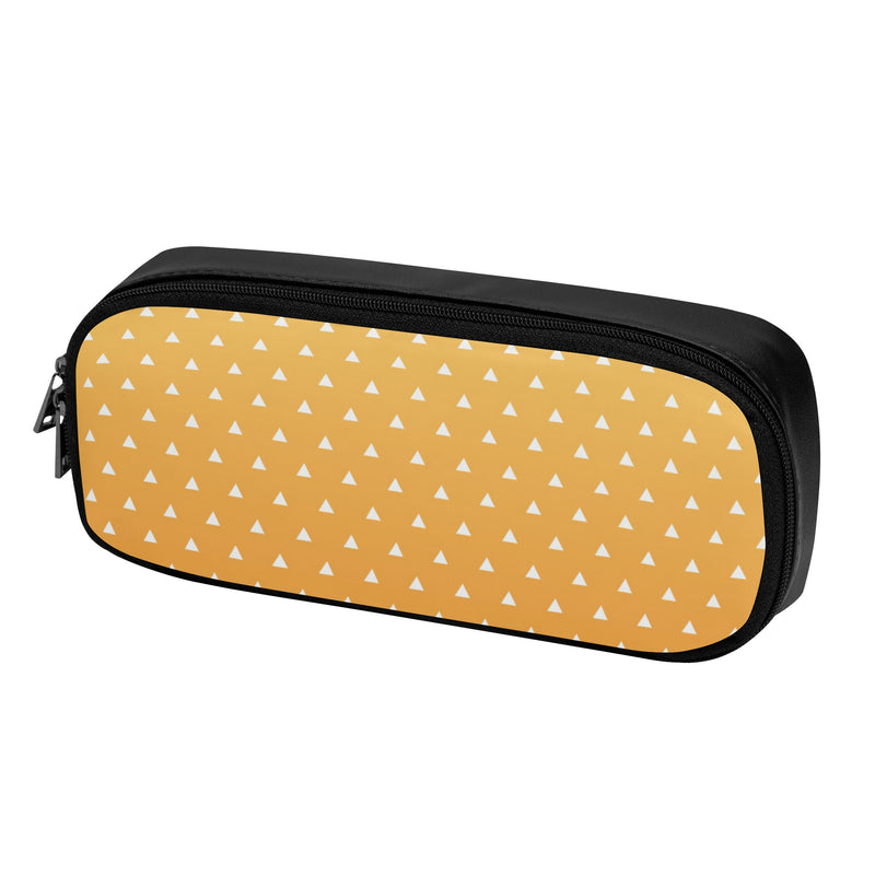 Back to School Supplies-Cool PU Leather Pencil Case for Tweens & Teens. Anime inspired Yellow & Orange Pencil Case