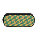 Stylish PU LEATHER Pencil Case for Tweens & Teens. Back to School Supplies. Anime inspired Green Yellow Pencil Case