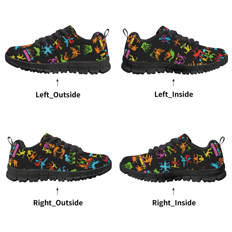 Kids Running Shoes | Back to School Kids Sneakers | Unisex Children's Trainers | Colorful Human Graffiti | Haring style