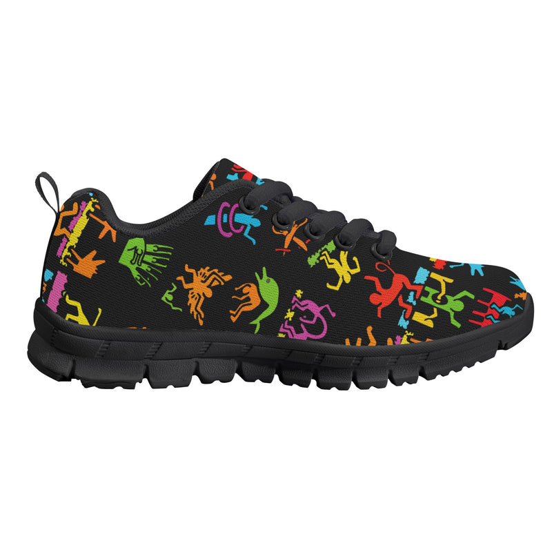 Kids Running Shoes | Back to School Kids Sneakers | Unisex Children's Trainers | Colorful Human Graffiti | Haring style