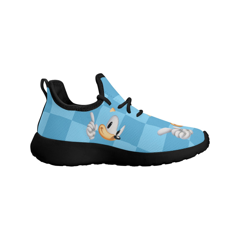 Kids Running Shoes | Breathable Kids Sneakers | Unisex Children's Mesh Knit Trainers | Blue Checks Sonic