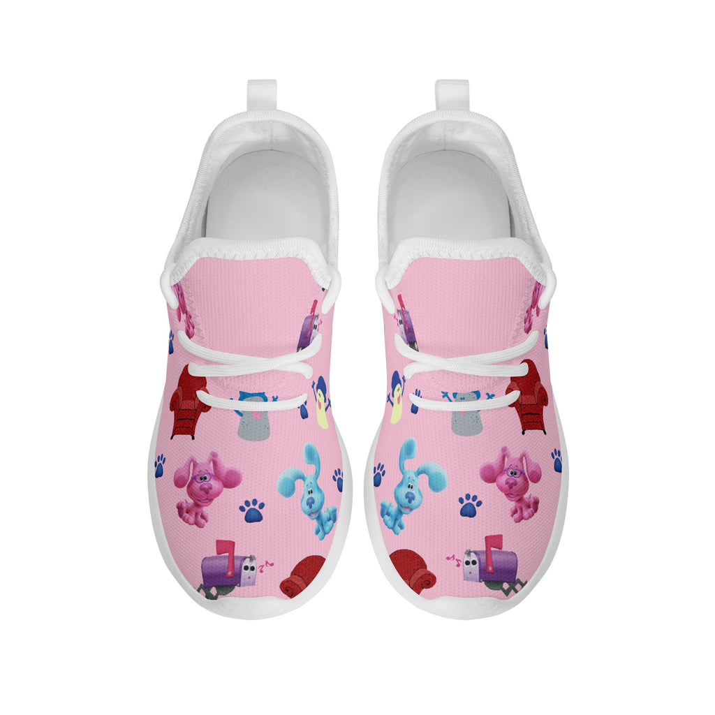 Kids Running Shoes | Breathable Kids Sneakers | Unisex Children's Mesh Knit Trainers | Pink Blue Clue