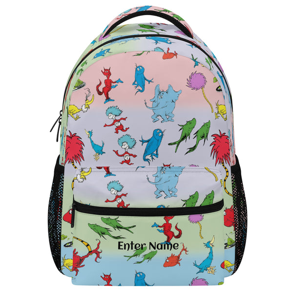 Back to School Supplies: Stylish & Durable Book Bags & Backpacks for Kids and Tweens. Cute Seuss Cartoon pattern