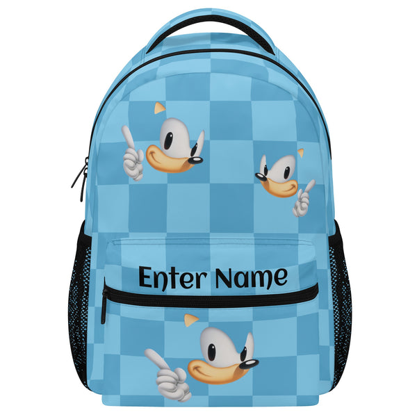 Back to School Supplies: Stylish & Durable Book Bags & Backpacks for Kids and Tweens. Blue Checks Sonic pattern