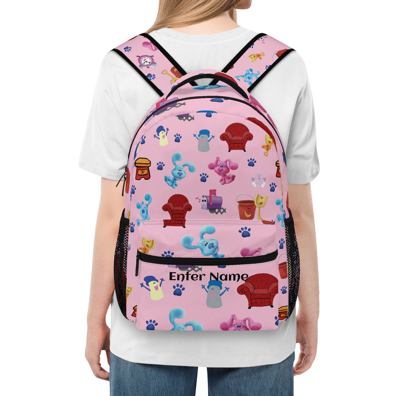 Back to School Supplies: Stylish & Durable Book Bags & Backpacks for Kindergarten Kids. Pink Blue Clue pattern