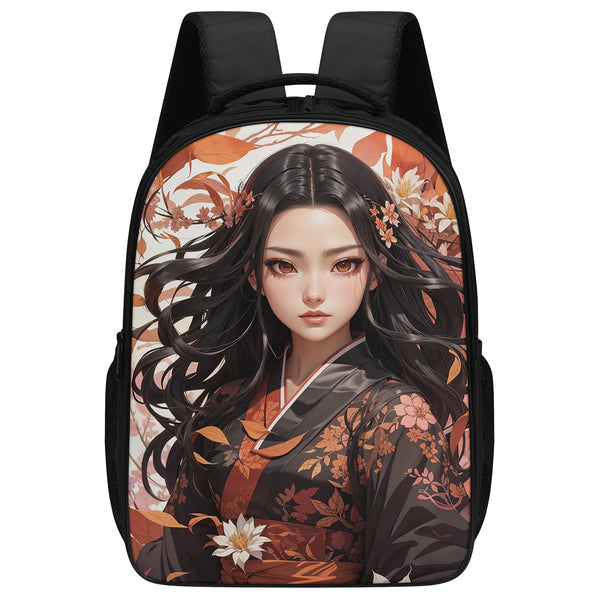 Anime book bag for teenagers of Middle school and High School -Nezuko inspired Demon Slayer Backpacks -16 Inch Dual Compartment