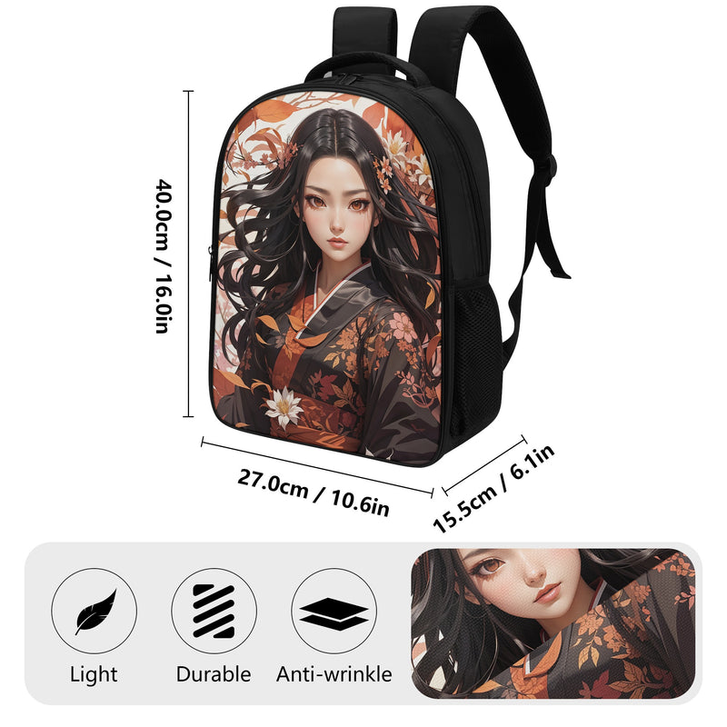 Anime book bag for teenagers of Middle school and High School -Nezuko inspired Demon Slayer Backpacks -16 Inch Dual Compartment