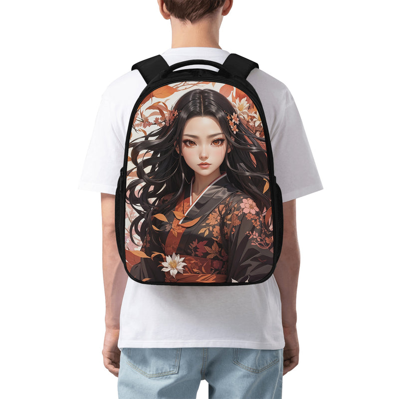 Anime book bag for teenagers of Middle school and High School -Nezuko inspired Demon Slayer Backpacks -16 Inch Dual Compartment