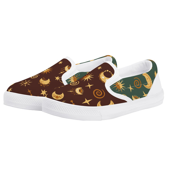 Canvas Slip-On Shoes. | Kids’ Sneakers | Loafers for Playtime Fun | Celestial Moon and Stars