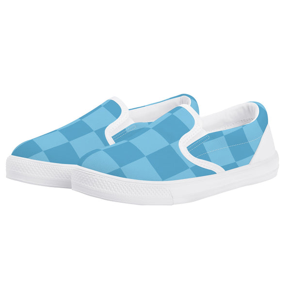 Canvas Slip-On Shoes. | Kids’ Sneakers | Loafers for Playtime Fun | Trendy Blue Checks