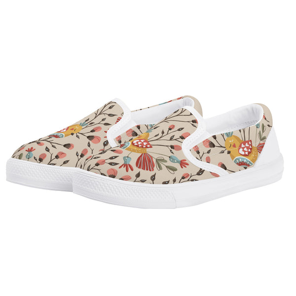Canvas Slip-On Shoes. | Kids’ Sneakers | Loafers for Playtime Fun | Cottagecore Nature Birds