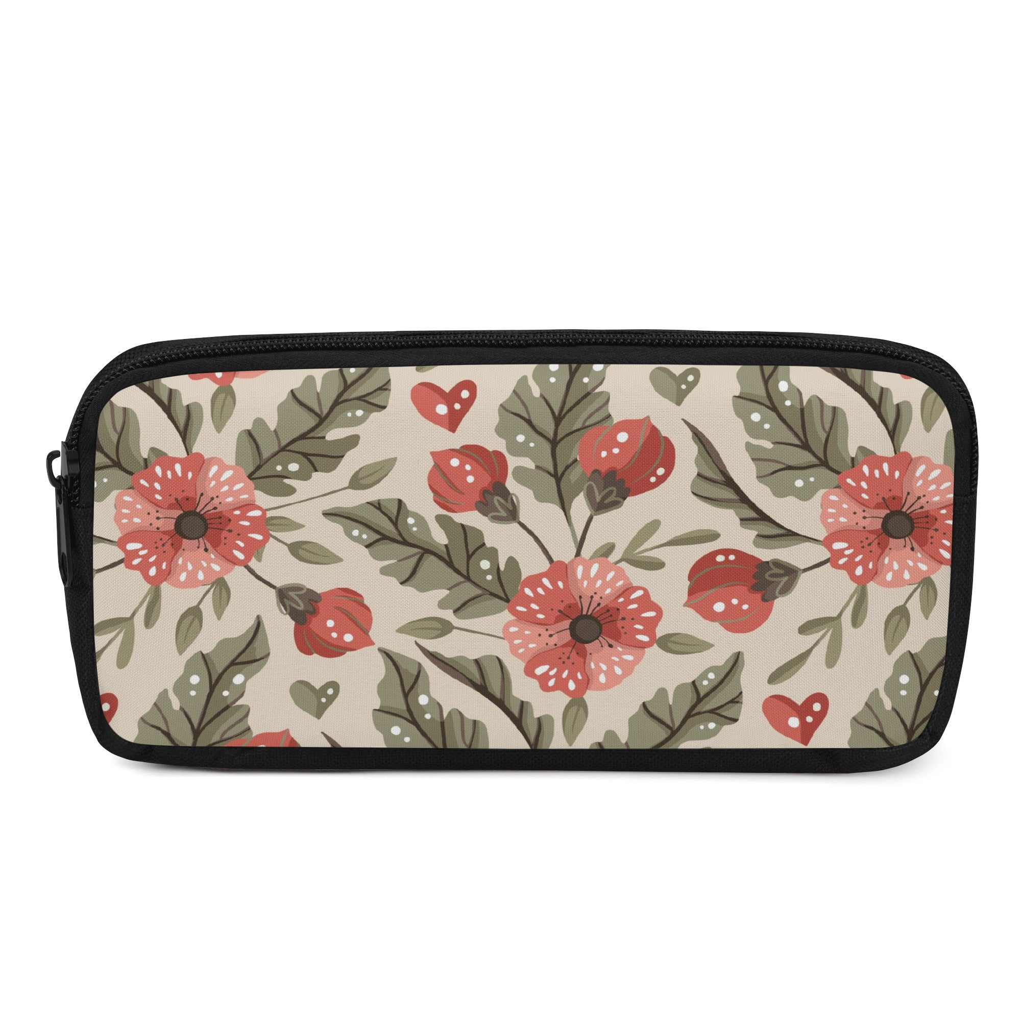Back to school | Canvas Pencil Case | One-Side Printed | High Quality | Spacious | Cottagecore Pink Flowers