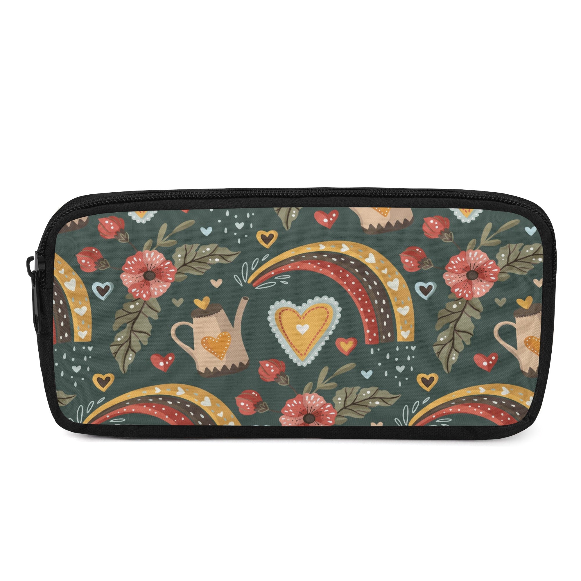 Back to school | Canvas Pencil Case | One-Side Printed | High Quality | Spacious | Cottagecore Rainbow