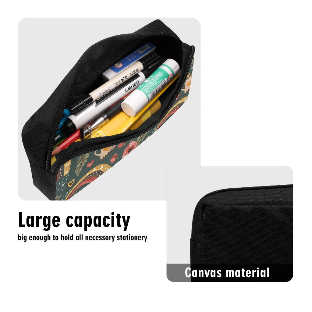 Back to school | Canvas Pencil Case | One-Side Printed | High Quality | Spacious | Cottagecore Rainbow