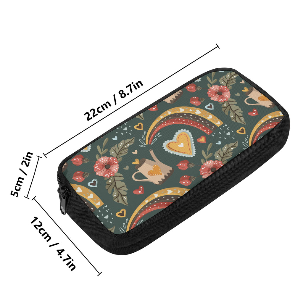 Back to school | Canvas Pencil Case | One-Side Printed | High Quality | Spacious | Cottagecore Rainbow