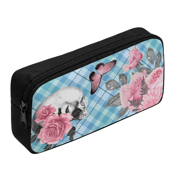 Back to school | Canvas Pencil Case | One-Side Printed | High Quality | Spacious | Pastel Goth Blue and Pink