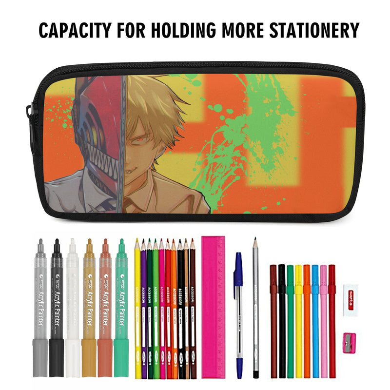 Back to school | Canvas Pencil Case | One-Side Printed | High Quality | Spacious | Anime inspired Dual Saw-Man